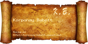 Korponay Babett névjegykártya